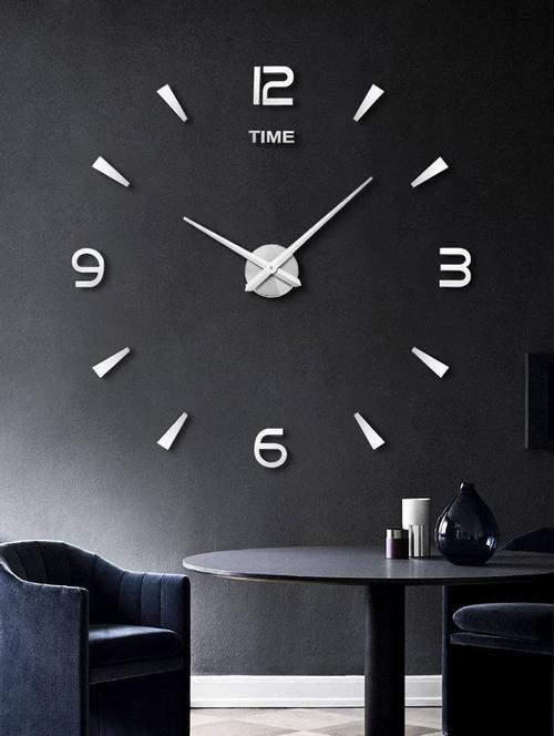 number count designer 3d acrylic diy frameless wall clock infinity home & office decoration - silver - 6052 - 18531232 - Standard Image - 1