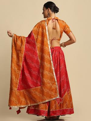 bandhani semi-stitched lehenga choli with dupatta - 18531610 - Standard Image - 3