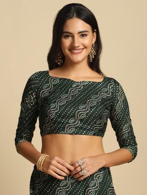 bandhani semi-stitched lehenga choli with dupatta - 18531618 - Standard Image - 4