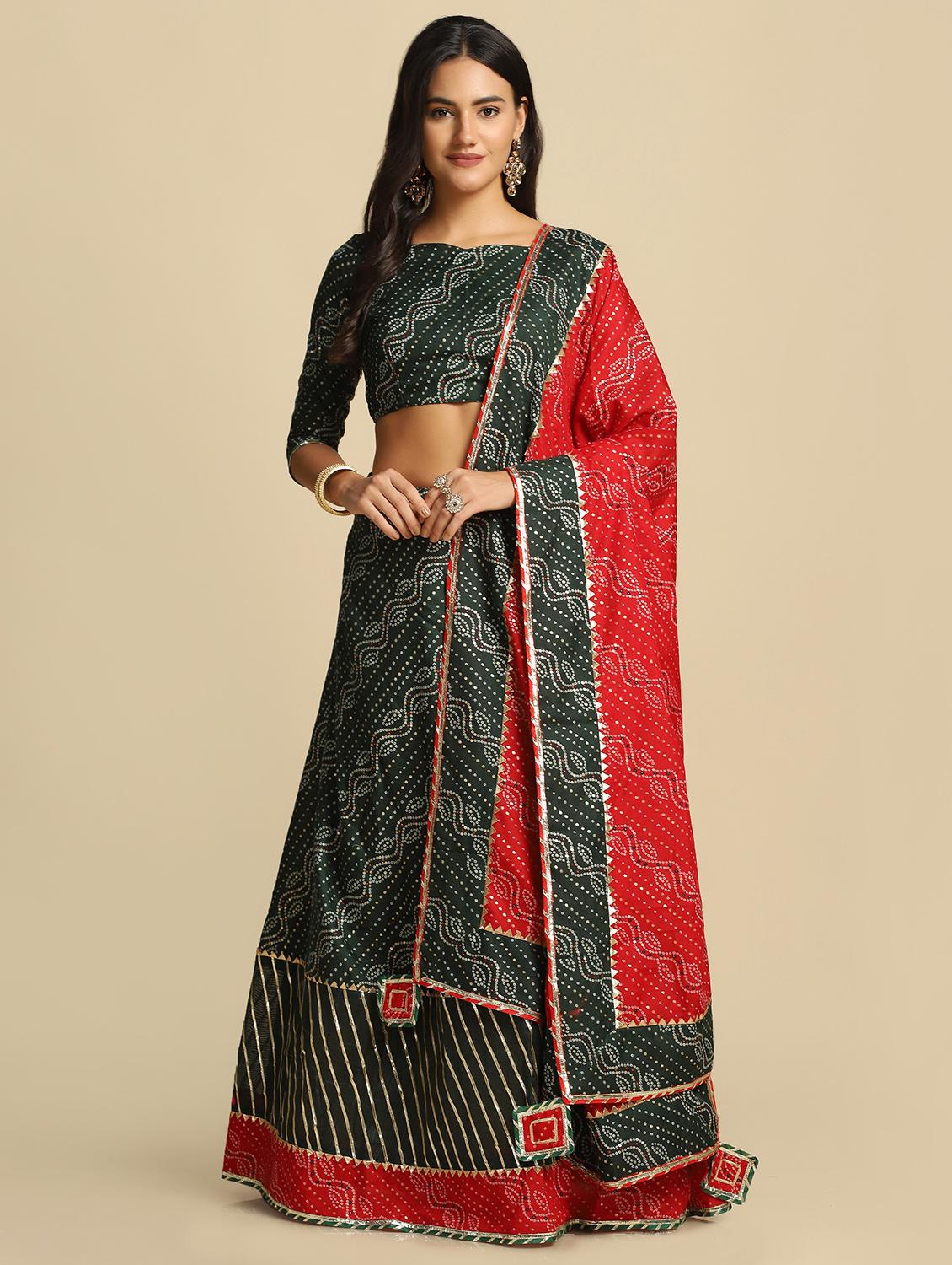 bandhani semi-stitched lehenga choli with dupatta - 18531618 - Zoom Image - 1
