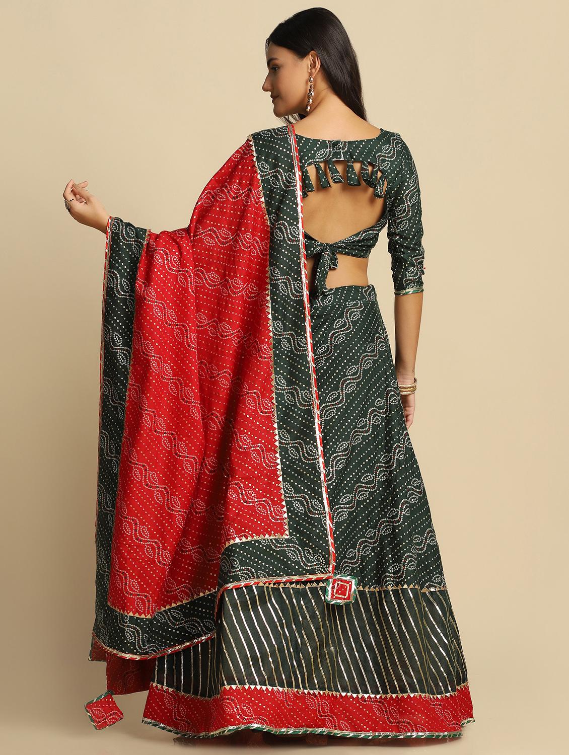 bandhani semi-stitched lehenga choli with dupatta - 18531618 - Zoom Image - 3