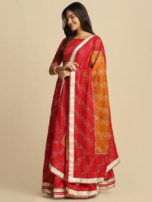 bandhani semi-stitched lehenga choli with dupatta - 18531619 - Standard Image - 2