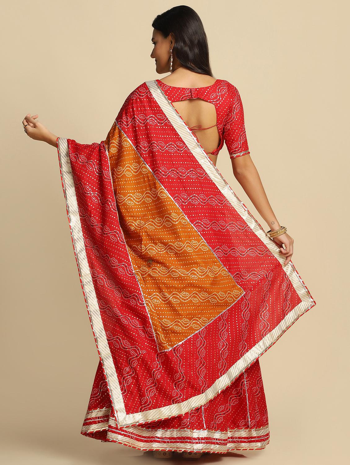 bandhani semi-stitched lehenga choli with dupatta - 18531619 - Zoom Image - 3