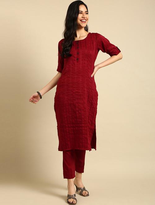 self design kurta pant set - 18532017 - Standard Image - 1