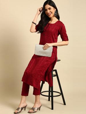 self design kurta pant set - 18532017 - Standard Image - 2