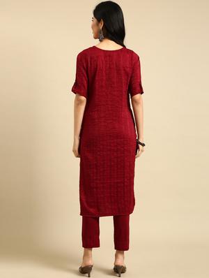 self design kurta pant set - 18532017 - Standard Image - 3