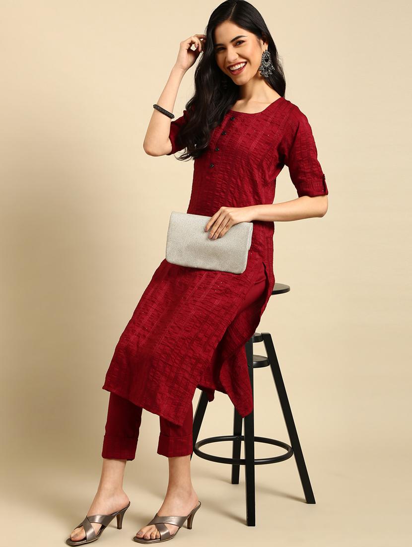 self design kurta pant set - 18532017 - Zoom Image - 2