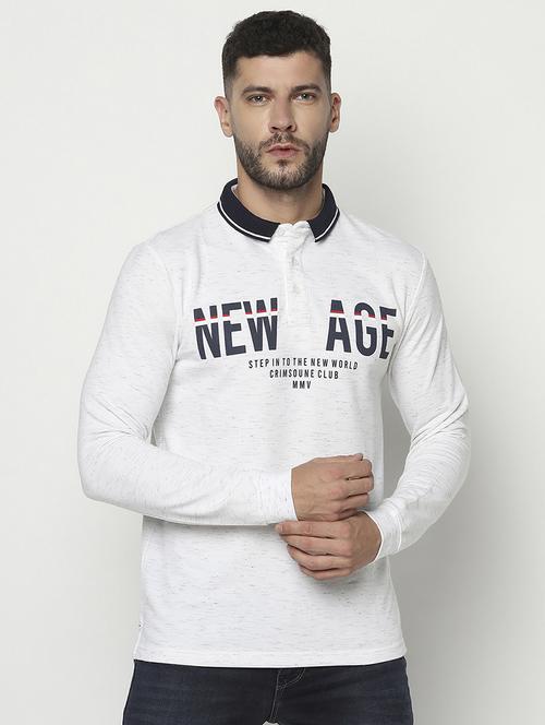 white chest print polo t-shirt - 18532171 - Standard Image - 1