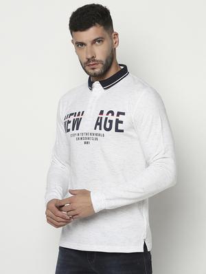 white chest print polo t-shirt - 18532171 - Standard Image - 2