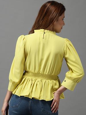 mock neck solid peplum top - 18532278 - Standard Image - 3