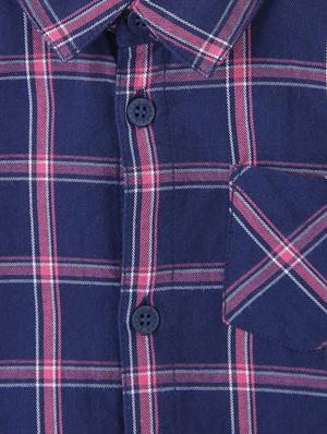 boys navy blue checkered shirt - 18533458 - Standard Image - 3
