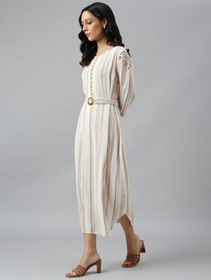 striped a-line dress - 18535683 - Standard Image - 3