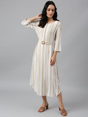 striped a-line dress - 18535683 - Standard Image - 4