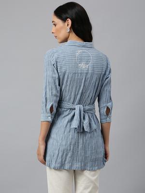 tie back striped regular shirt - 18535830 - Standard Image - 3