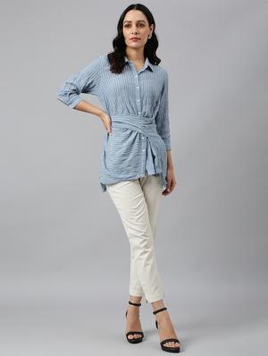 tie back striped regular shirt - 18535830 - Standard Image - 4