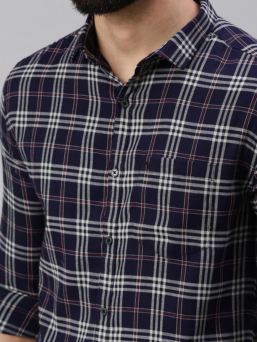 navy blue checkered casual shirt - 18537435 - Zoom Image - 5