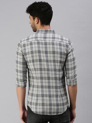 grey checkered casual shirt - 18537499 - Standard Image - 3