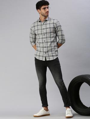 grey checkered casual shirt - 18537499 - Standard Image - 4