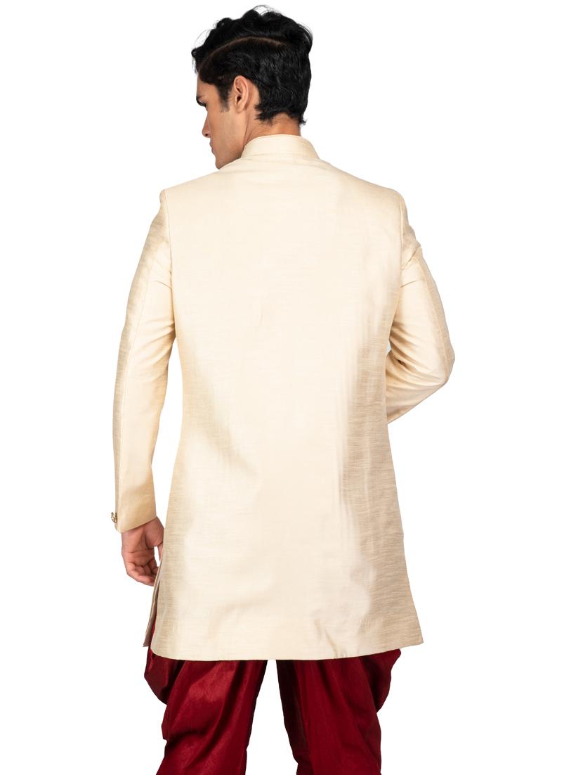 solid silk blend ethnic wear sherwani set - 18537589 - Zoom Image - 2