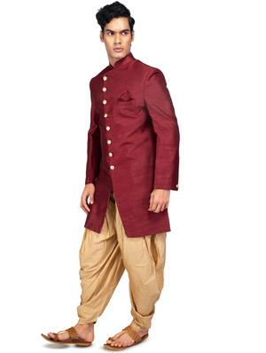 self designed silk blend ethnic wear sherwani set - 18537591 - Standard Image - 3