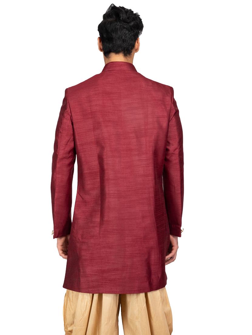 self designed silk blend ethnic wear sherwani set - 18537591 - Zoom Image - 2