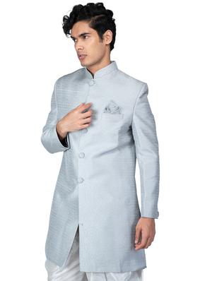 self designed silk blend sherwani ethnic wear set - 18537597 - Standard Image - 3