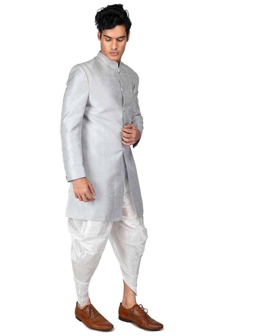 self designed silk blend sherwani ethnic wear set - 18537597 - Zoom Image - 2