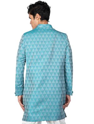 self designed silk blend sherwani ethnic wear set - 18537598 - Standard Image - 4