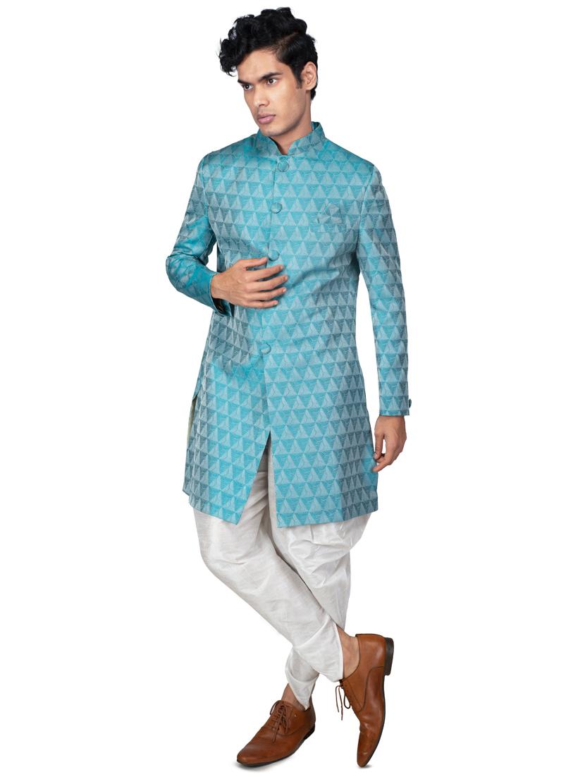 self designed silk blend sherwani ethnic wear set - 18537598 - Zoom Image - 2