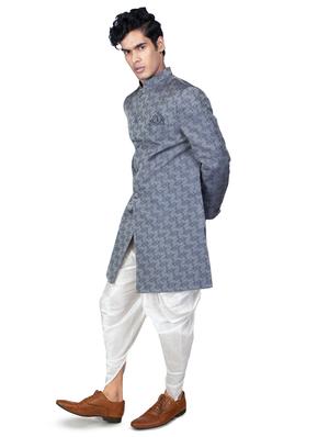 self designed silk blend sherwani ethnic wear set - 18537599 - Standard Image - 3
