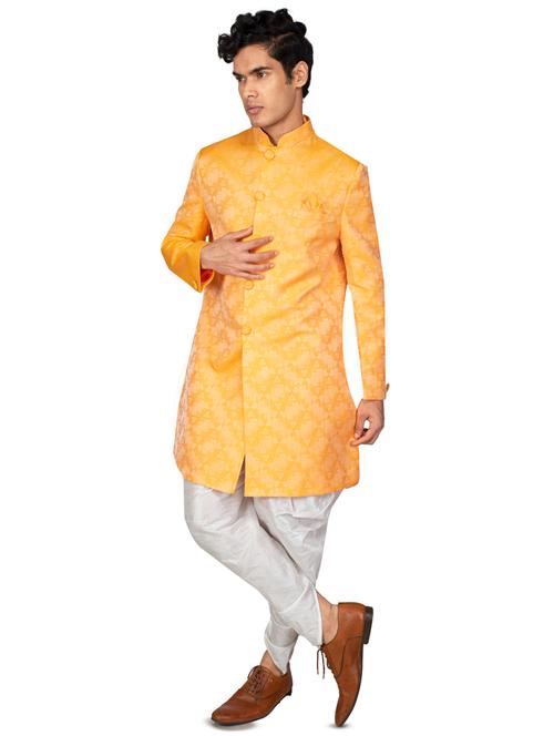 self designed silk blend sherwani ethnic wear set - 18537601 - Standard Image - 1