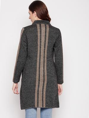 round neck striped long cardigan - 18539466 - Standard Image - 3