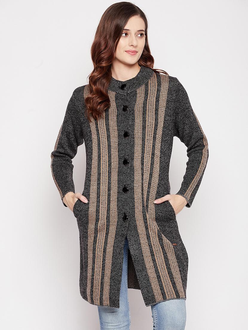 round neck striped long cardigan - 18539466 - Zoom Image - 1