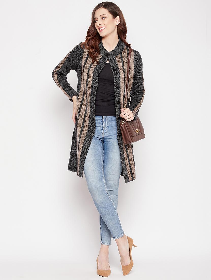 round neck striped long cardigan - 18539466 - Zoom Image - 4