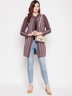 round neck striped long cardigan - 18539467 - Standard Image - 4