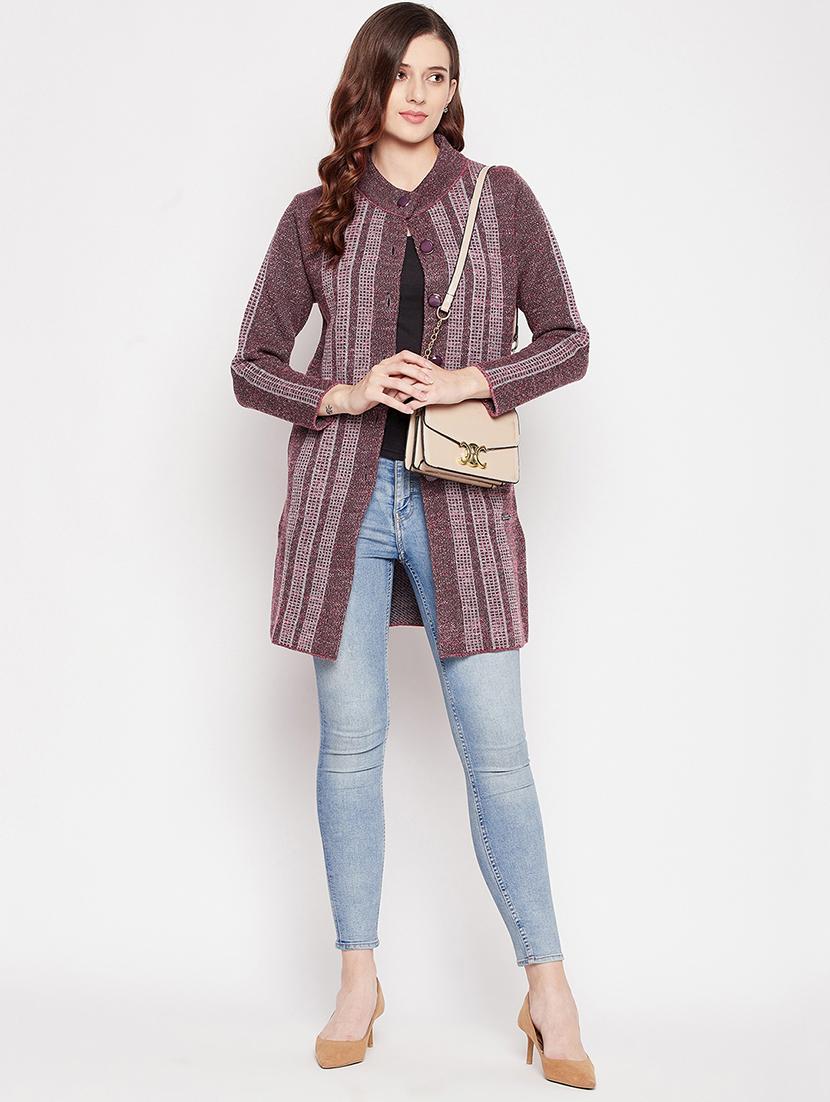 round neck striped long cardigan - 18539467 - Zoom Image - 4