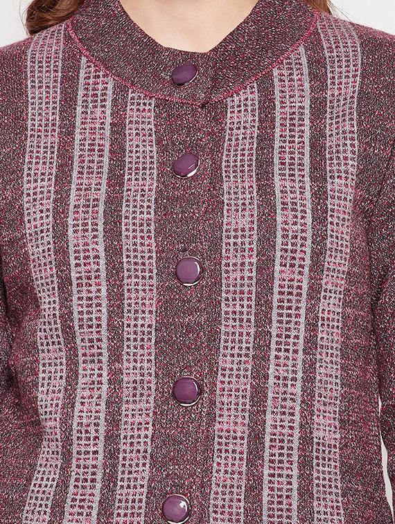 round neck striped long cardigan - 18539467 - Zoom Image - 5