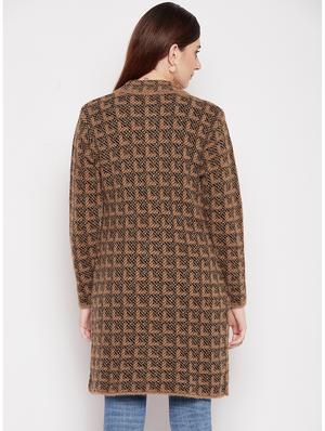 round neck self design long cardigan - 18539468 - Standard Image - 3