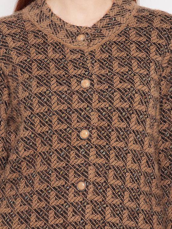 round neck self design long cardigan - 18539468 - Zoom Image - 5
