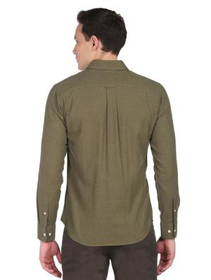 olive green solid casual shirt - 18542894 - Standard Image - 3