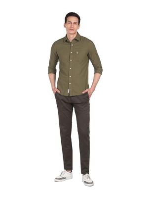 olive green solid casual shirt - 18542894 - Standard Image - 4
