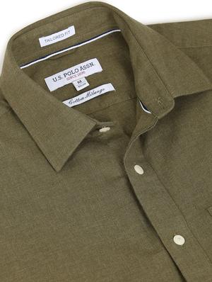 olive green solid casual shirt - 18542894 - Standard Image - 5