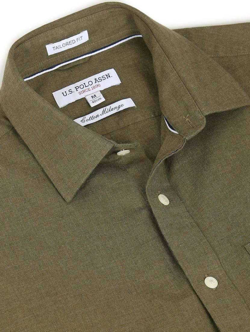 olive green solid casual shirt - 18542894 - Zoom Image - 5