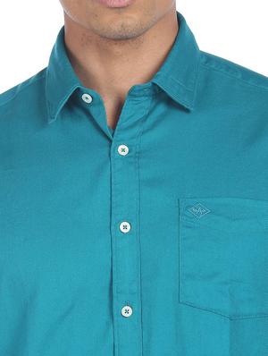 blue solid casual shirt - 18544110 - Standard Image - 6