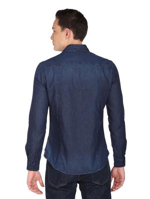 blue solid casual shirt - 18544210 - Standard Image - 3