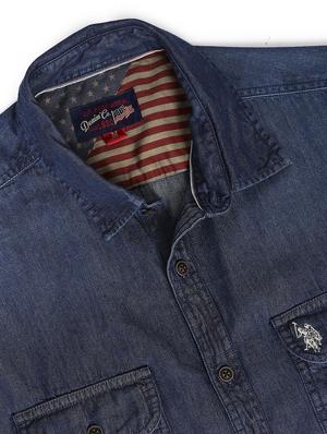 blue solid casual shirt - 18544210 - Standard Image - 6