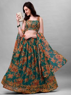 floral printed lehenga choli with dupatta - 18547241 - Standard Image - 2