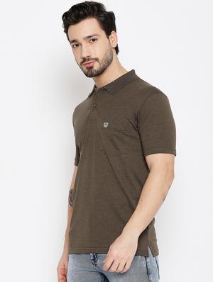brown solid polo t-shirt - 18547958 - Standard Image - 2