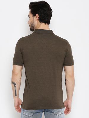 brown solid polo t-shirt - 18547958 - Standard Image - 3