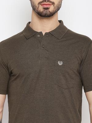 brown solid polo t-shirt - 18547958 - Standard Image - 4